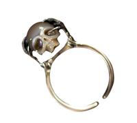 Wynrzyj Bague gothique tête de mort - Taille réglable - Finition antique - Alliage - Bijou fantaisie - Unisexe - Cadeau