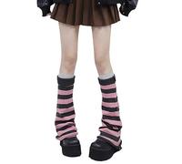 Wynrzyj Campus Jambières style gothique en tricot Chaussettes Leggings Gaichs Manchettes d'hiver Chaussettes Chaussettes Couvre-pieds, Rayures rouges roses, taille unique