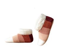 Wynrzyj Chaussettes de sol doublées en polaire chaude d'hiver pour hommes et femmes Épais Chaud Tricoté Antidérapant Cheville Pantoufles Poignées Neige, b, Taille unique