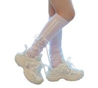 Wynrzyj Côtés Double Rayé Jambe Tricotée Manches Chaudes pour Femmes Filles Mignon Bowknotbein Couvert Bottes sans Pied Chaussettes Chaussettes Élégantes Femmes, d, taille unique