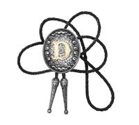 Wynrzyj Cravate bolo en cuir tressé Western avec début en métal, Ancient tin D, taille unique