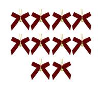 Wynrzyj Lot de 10 cloches de Noël avec nœud décoratif en velours pour couronne, emballage cadeau, arrière-plan de mariage, cloches de Noël