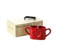 Wynrzyj Lot de 2 tasses en céramique avec motif puzzle en forme de cœur, tasse à café avec confortable pour les couples, romantique, cadeau de Saint-Valentin, cadeau unique