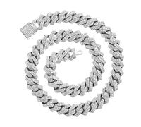 Wynrzyj Mode Iced Outs Diamonds Lien Cubain Chaîne Collier Hip Hop Mode Bijoux Accessoire pour Femmes et Hommes Tendance Hip Hop Chaîne Collier Cuban, 18inch X 45cm, Comme décrit, Comme décrit
