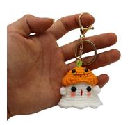 Wynrzyj Porte-clés tricoté à la main Poltergeist Accessoire porte-clés fait à la main Halloween Specter Porte-clés Téléphone Adorment Couple Cadeau, Chapeau citrouille, taille unique