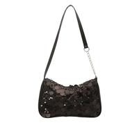Wynrzyj Sac à bandoulière métallique unique Poignée en chaîne multifonction Poche pratique sous le bras Sac d'accompagnement quotidien Résistant aux rayures Sac tendance sous le bras, Noir