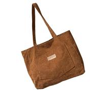 Wynrzyj Sac à main multi-usages pour femme Sac à main en velours côtelé pour protocole de pratique des femmes Épaule pour le bureau et l'utilisation quotidienne Polyvalent avec poche, marron clair