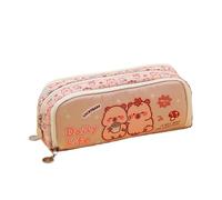 Wynrzyj Trousse à crayons de dessin animé Multi compartiments Toile Stylo Organisateur Sac Voyage Stockage Cosmétique pour Étudiants Femmes Adultes Dessin animé Stylos Directeur d'école, Couleur café.