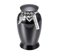 Wynrzyj Urne funéraire en alliage d'aluminium pour animal de compagnie - Urne commémorative pour perte de cendres de chien ou chat - Cadeau avec perles et ailes