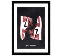 Wynwood Studio Red Basketball Sneakers Wall Art Street Style Home D? Cor Affiche encadree Pain d'impression Sneakers Classic en noir rouge Swoo