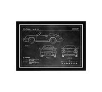 Wynwood Studio Transportation Impression murale encadrée « Porsche 911 1990 Tableau noir horizontal » Automobiles Décoration de la maison, 48,3 x 33 cm, Noir, Blanc