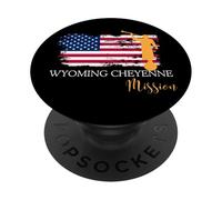 Wyoming Cheyenne Mission Angel Moroni Drapeau USA Faith PopSockets PopGrip Adhésif