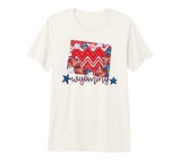 Wyoming Floral Chevron Plaid Patrimoine régional T-Shirt Haut de Gamme