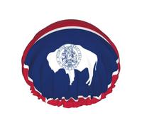 Wyoming Grand bonnet de douche imperméable avec motif drapeau d'État pour homme et femme Réutilisable Léger Doux