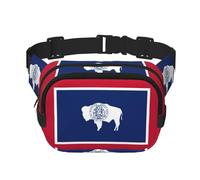 Wyoming State Flag Print Square Double Layer Bag Waist Bag Trendy Pack Travel Bag with Adjustable Bel, noir, One Size