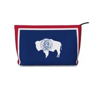 Wyoming State Flag Trousse de maquillage tendance en velours côtelé avec fermeture éclair, convient pour les voyages, le camping et une utilisation quotidienne