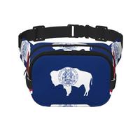 Wyoming State Flag Unisexe Réglable Taille Carré Double Couche Ceinture Pack pour Activités de Plein Air Voyage Course Randonnée, Noir , Taille unique