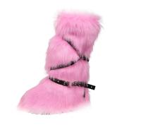 Wyongtao Bottes De Neige Montantes Sexy Pour Femmes,Bottes En Fourrure,Décontractées,Style Années 2000, Avec Boucle De Ceinture Croisée,Chaussures Boots Tendance,Doux Et Confortable