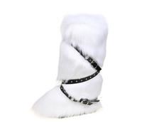 Wyongtao Bottes De Neige Montantes Sexy Pour Femmes,Bottes En Fourrure,Décontractées,Style Années 2000, Avec Boucle De Ceinture Croisée,Chaussures Boots Tendance,Doux Et Confortable