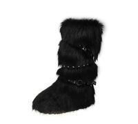 Wyongtao Bottes De Neige Montantes Sexy Pour Femmes,Bottes En Fourrure,Décontractées,Style Années 2000, Avec Boucle De Ceinture Croisée,Chaussures Boots Tendance,Doux Et Confortable