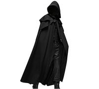 Wyongtao Cape pour Halloween Homme,Cape À Capuche Style Gothique Médiévale Manteau pour Halloween Manteau Cape Couleur Unie Grande Taille,Deguisement Carnaval