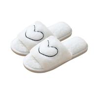 Wyongtao Chaussons Femme En Peluche Doux Et Confortable Pantoufles Plats Bout Ouvert Pantoufle Femme Semelle Antidérapante Chausson Confort Tendance Pour Couple Slippers Hiver Intérieur Extérieur