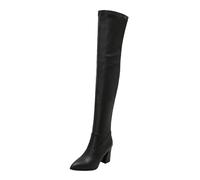 Wyongtao Cuissarde Femme Bottes À Bout Pointu Pour Femmes À Talon Haut Chaussures À Glissière Latérale Bottes Hauteur Genou Sexy Extensibles Confortables 2025 Botte Hautes Femme Cuir Mode Casual