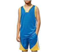 Wyongtao Ensemble De Sport Pour Enfant,Survêtement Sport Short À Taille Élastique Et Débardeur Sans Manches Col Round Tenue Basketball À Séchage Rapide Respirant Entraînement Foot Enfants 4-14 Ans
