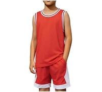 Wyongtao Ensemble De Sport Pour Enfant,Survêtement Sport Short À Taille Élastique Et Débardeur Sans Manches Col Round Tenue Basketball À Séchage Rapide Respirant Entraînement Foot Enfants 4-14 Ans