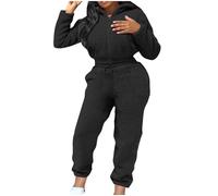Wyongtao Ensemble Jogging Femme Polaire Ensembles De Pyjama Femme Hiver Chaud Vêtements De Nuit 2 Pièces Cachemire Sweats À Capuche Fermeture Éclair Jogging Pantalon en Peluche 2Pc