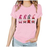 Wyongtao Haut Femme Saint Valentin T-Shirt Décontracté Imprimé Amour Tee Shirts Saint-Valentin Manches Courtes Et Col Rond Tops Basique Ample Et Confortable Tunique Chemisier Chic Et Élégant