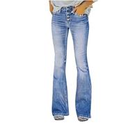 Wyongtao Jean Femme Bootcut Taille Haute avec Boutons Pantalon Denim Flared Y2K Jean Évasé Jambe Large Leggings Mode Stretch Pantalons Jeans Extensible Confortable Et Polyvalent