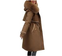 Wyongtao Manteau Femme Hiver Épais Et Chaud Doudoune Femme Avce Chapeau En Fausse Fourrure Veste Duvet Matelassée Longue Grande Taille Blouson Chic Et Chaude Manteaux Avec Poche Unie Décontractée