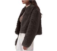 Wyongtao Manteau Fourrure Femme Court Manches Longues Veste Femme Hiver Polaire Chaud Manteau En Fausse Fourrure Duveteux Blouson Cardigan Chic Et Chaud Gilet Thermique Teddy Sherpa Shaggy