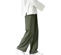 Wyongtao Pantalon Décontracté Coupe Droite en Soie Glacée pour Homme, Pantalon Cargo pour Homme Stretch Respirant, Ample Pantalon De Travail Homme Couleur Unie, Pantalon Confortable Jambe Large