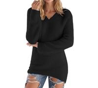 Wyongtao Pull Femme Polaire Chaud Pull Femme Hiver Cachemire Haut De Mode À Manches Longues Léger Sweat en Tricot Couleur Unie Tops Informal pour Française Vetement Chic Et Elegant Sweater Elástique