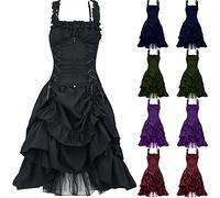 Wyongtao Robe Rétro Médiévale Femme Renaissance Baroque,Robes Médiévale Rétro sans Manches Victorienne Gothique,Robe Corset Costume avec Fermeture Éclair Carnaval Halloween Fête Femmes Cosplay
