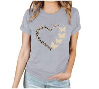 Wyongtao T-Shirt pour Femme Saint Valentin Haut Décontracté Imprimé Amour Tee Shirts Saint-Valentin Manches Courtes Et Col Rond Tops Basique Ample Et Confortable Tunique Chemisier Chic