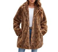 Wyongtao veste polaire femme à revers Manteau en Fausse Fourrure Mode imprimé léopard veste femme hiver Doux et confort Manteau Cardigan ouvert sur le devant blouson Shaggy Chaude chic et Élégant