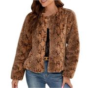 Wyongtao veste polaire femme Manteau en Fausse Fourrure Mode imprimé léopard veste femme hiver en Fausse Fourrure Parka Coat Chaude Doux et confort blouson Polyvalent chic et Élégant
