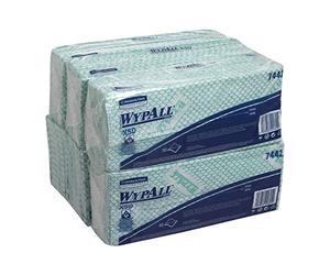 WypAll® Chiffons de Nettoyage X50 7442, Chiffons Verts à Code Couleur, Contact Alimentaire, Haute Absorption, 6 Paquets x 50 Chiffons Interfeuilletés (300 au total)
