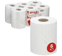 WypAll Essuyeur L10 6222 à Dévidage Central, 1 Épaisseur, Blanc, Doux, Résistant et Absorbant, Idéal pour l’Essuyage à Sec en Zones Alimentaires, 6 Bobines x 430 Feuilles (2 580 au Total)