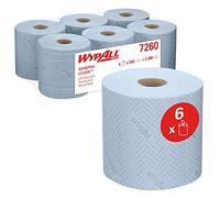 WypAll® Essuyeurs L20 General Clean™ 7260, 2 épaisseurs, Essuyeurs en papier bleu pour nettoyage moyen, Rouleaux à dévidage central, 6 rouleaux x 550 essuyeurs (3.300 au total)