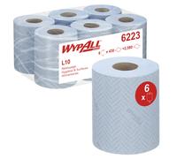 Wypall Reach - Papier d'essuyage à dévidage central feuille à feuille - 6223 - Bleu - Lot de 6 bobines de 163 m