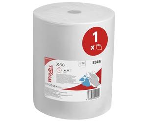 WypAll X60 General Clean 8349 - Chiffons Absorbants Réutilisables Multifonctions - 1 Grand Rouleau X 650 Chiffons Blancs De Nettoyage Industriel