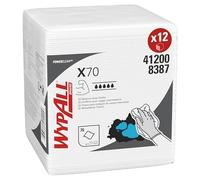 Chiffons WypAll X70 8387-12 paquets de 76 chiffons pliés en 4, 1 épaisseur, blancs
