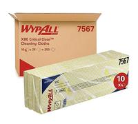 WypAll X80 Chiffons de nettoyage à code couleur 7567 - Chiffons de nettoyage jaunes - 10 paquets x 25 intensif (250 au total)