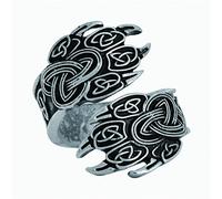 WYPAN Bague d'impression de Patte pour Hommes, Rune Gravée en Acier Inoxydable Fenrir Amulette d'impression de Patte de Loup, Cadeau de Bijoux Viking Nordique Vintage,7