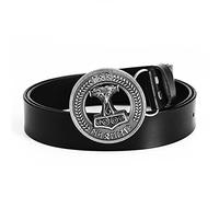 WYPAN Ceintures Viking Médiévales Marteau de Thor, Ceinture Décontractée de Chevalier en Cuir Noir Marron Pour Hommes Accessoire de Costume de Cosplay Renaissance Vintage,Noir,115 cm