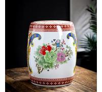 WYQXTY Tabouret de Jardin décoratif en céramique Ceramic Drum Stool with Floral Design 23x35cm Indoor Outdoor Seating Side Table(C)